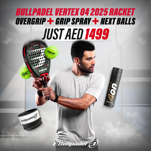 Bullpadel Vertex 04 2025 Padel Racket + Overgrip + Grip pray + Next Balls